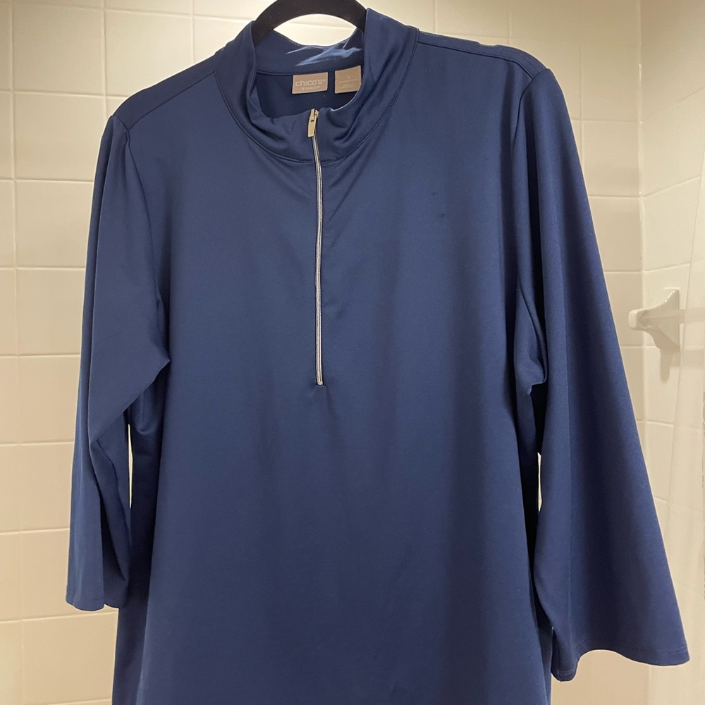 Chico's Navy Quarter-Zip Top